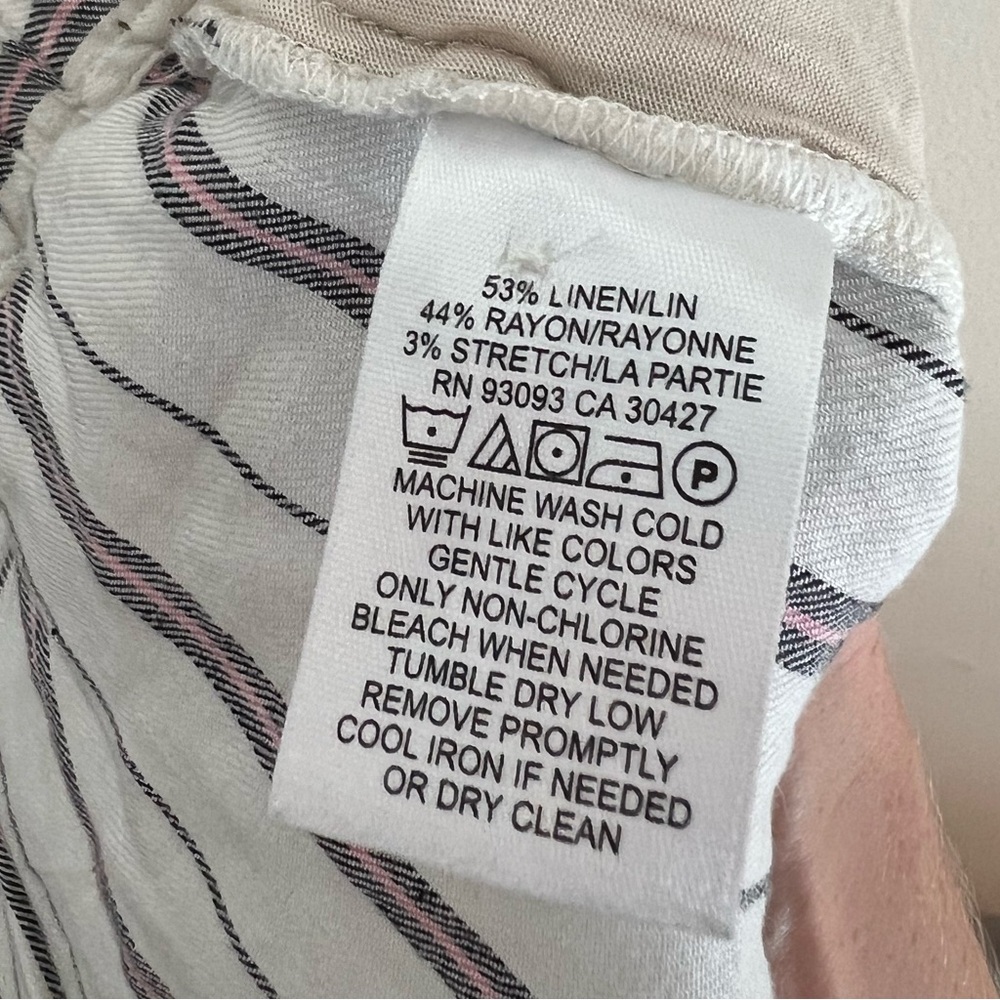 NIC+ZOE Linen Blend Pants, Size 2, White Striped - Picture 8 of 8